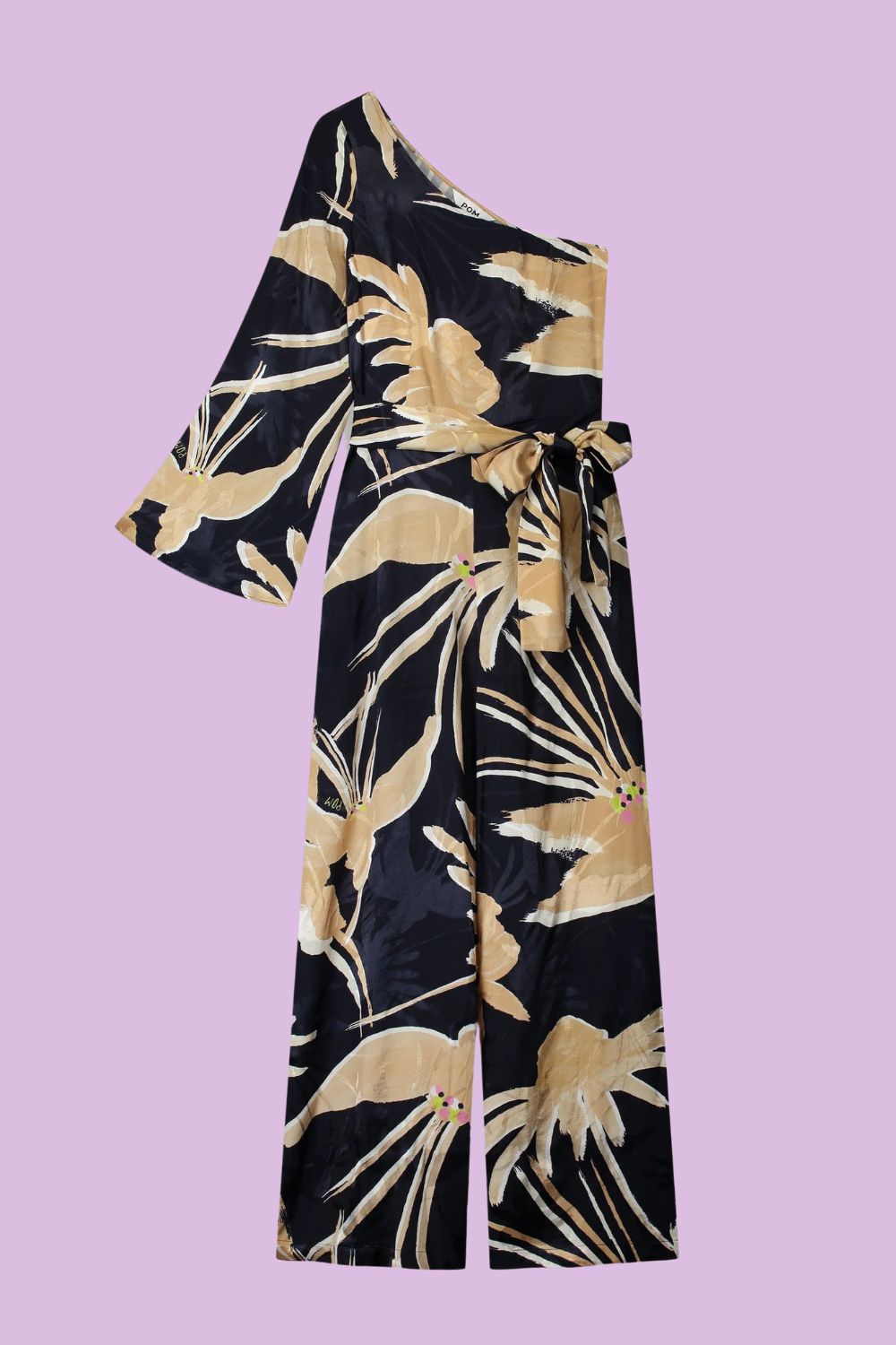 JUMPSTART J. WARD イェ・レフト・ターン・イン POM Jumpsuit One Shoulder Artisan Sand | LENA Library